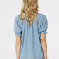 Button Front Puff Sleeve in denim by Dylan