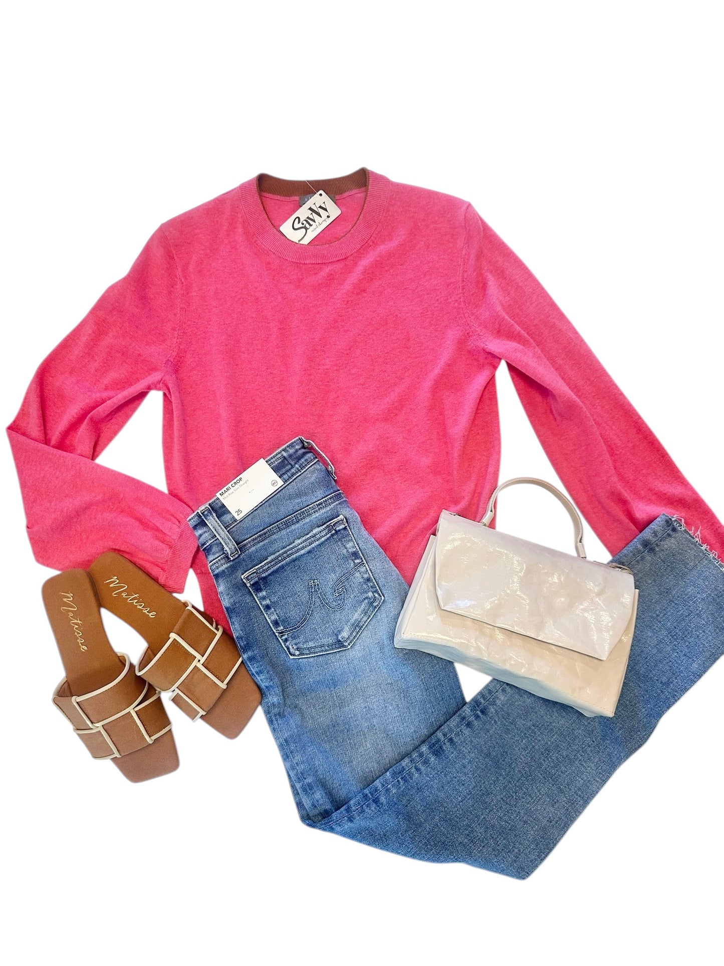 Shirred Sleeve Crewneck Sweater in calypso by Lilla P
