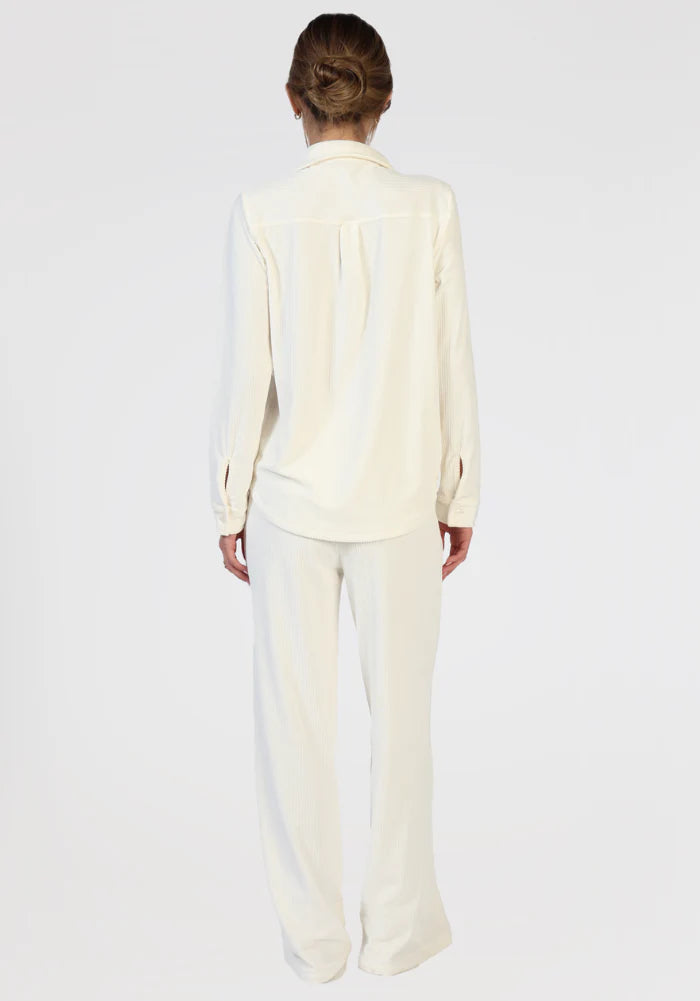 Elevated Rib Wide Leg Pant in ivory by Dylan