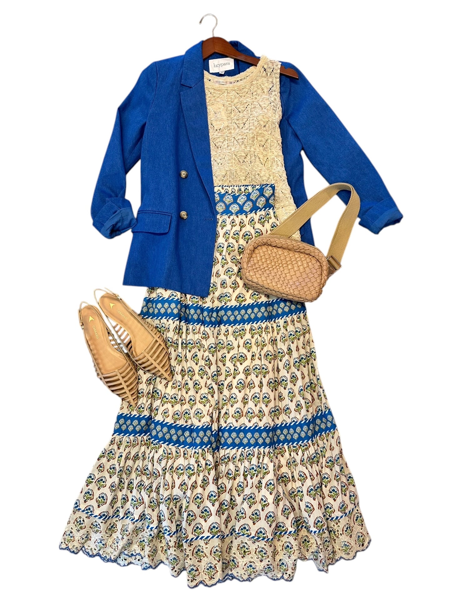 Fernanda Double Breasted Blazer in blue by Lucy Paris