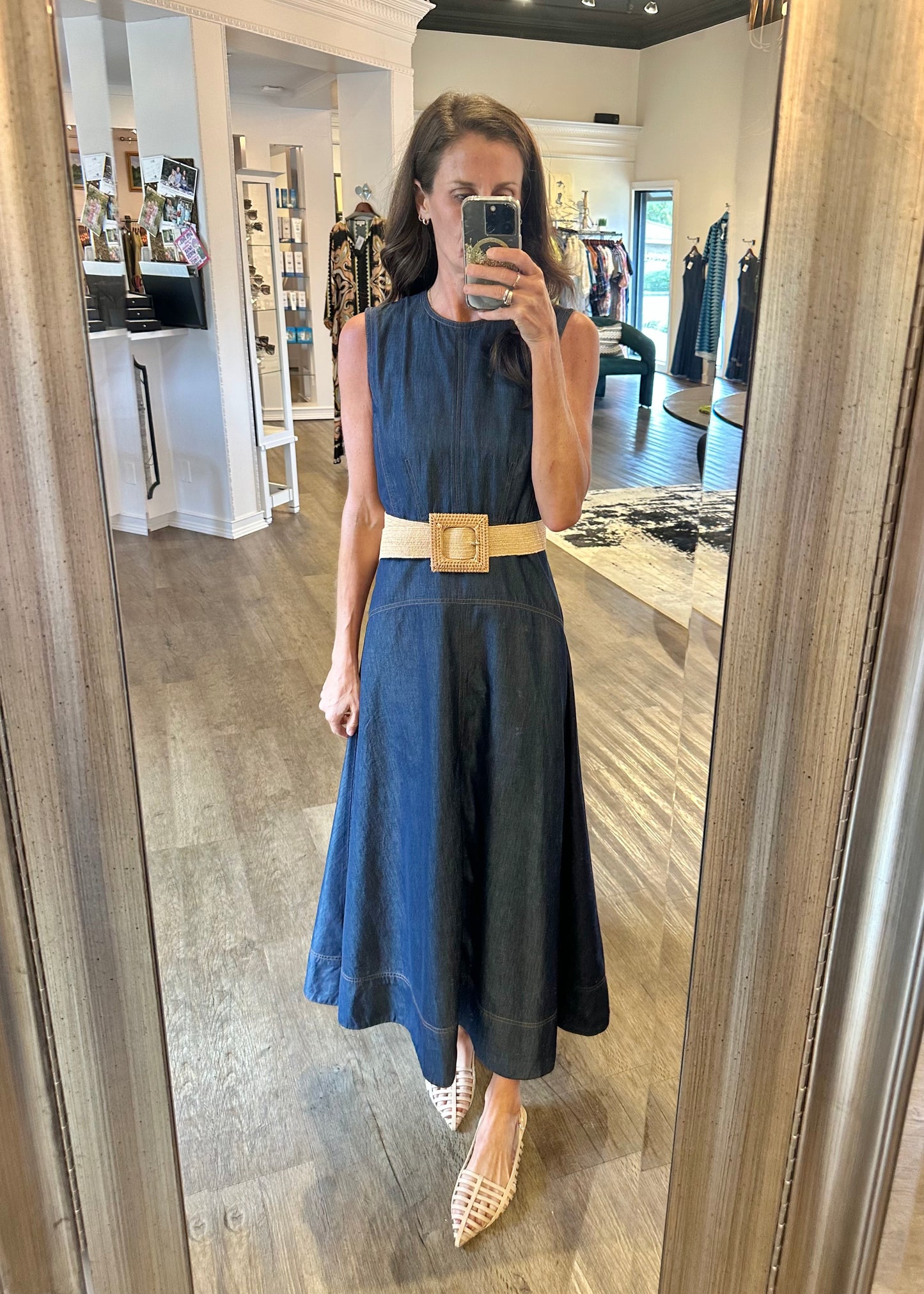 Claire Dress in solid denim by Elizabeth James