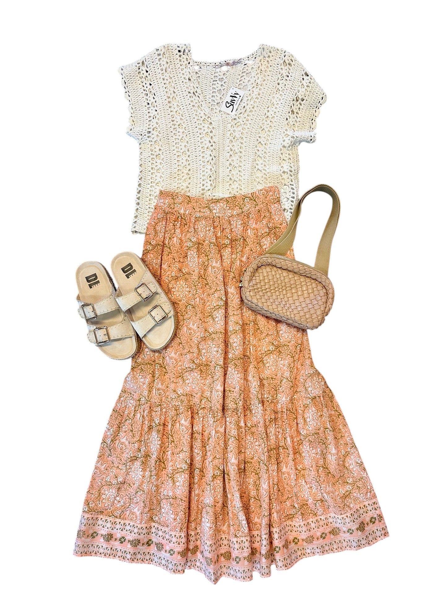 Charlene Ankle Skirt in Cecil blush by Cleobella