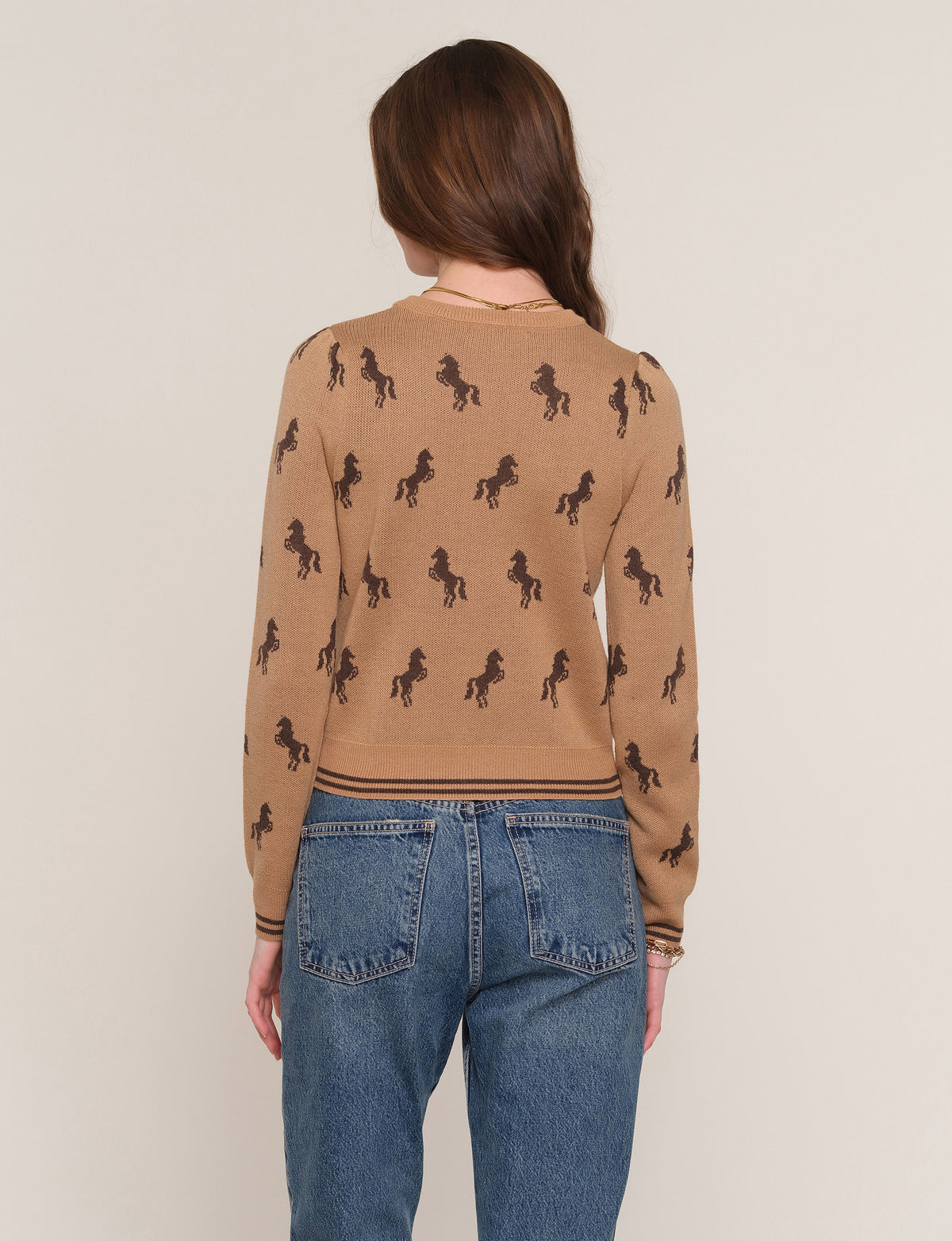 Astra Horse Cardigan in camel by Heartloom