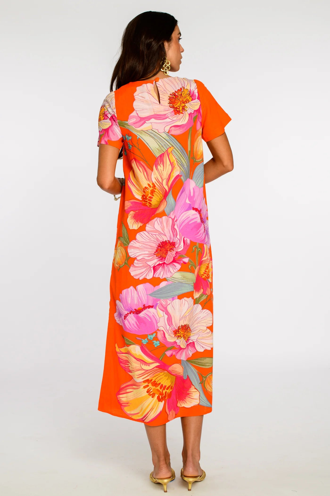 Tess Midi Dress in sunset blooms by Elizabeth James