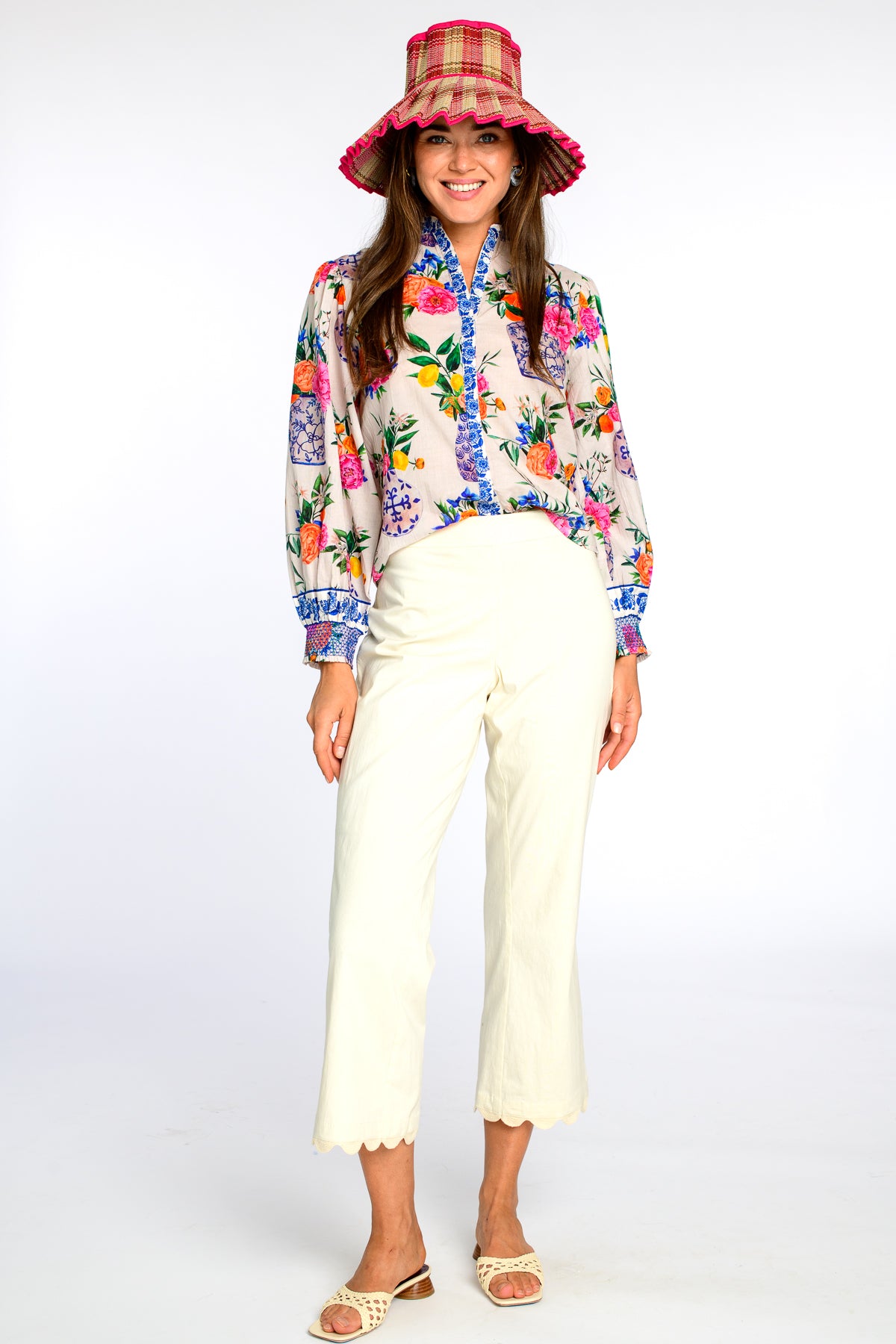 Emily Printed Top in ivory ginger jars by Elizabeth James