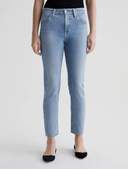 Mari High Rise Slim Straight Crop in 24 years looking glass by AG