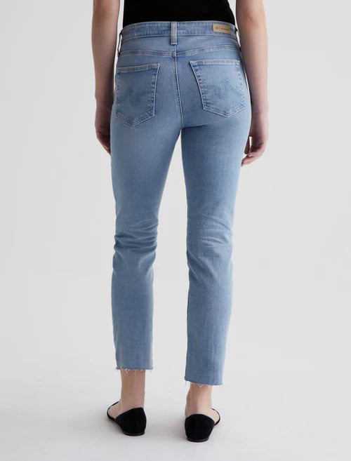 Mari High Rise Slim Straight Crop in 24 years looking glass by AG