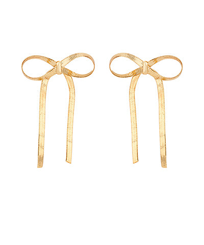 Herringbone Chain Bow Earrings in gold