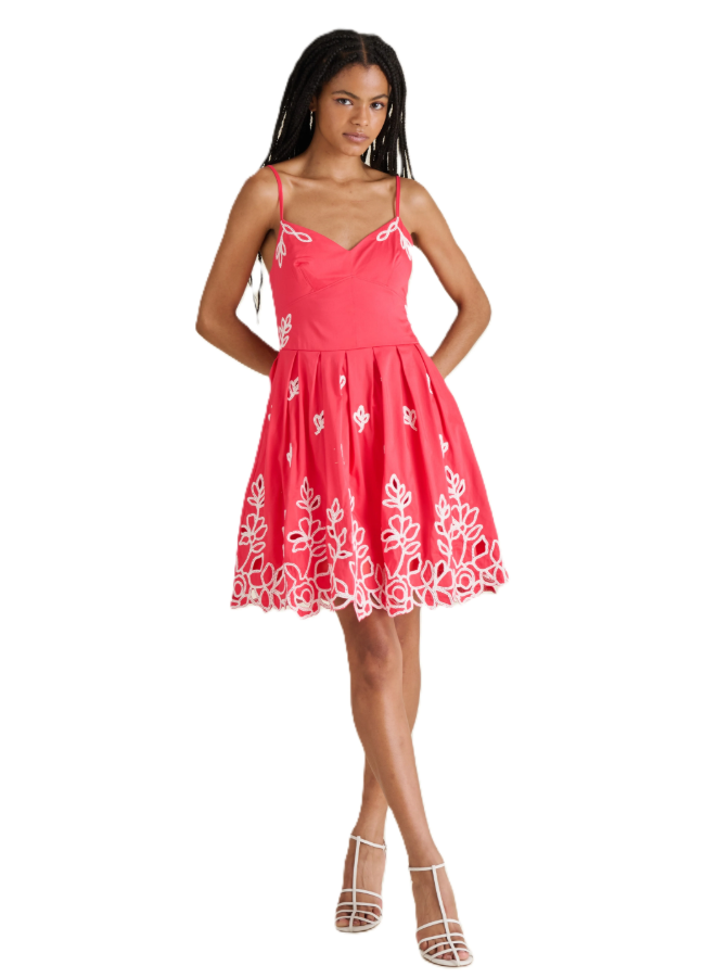 model wearing emelia dress by steve madden front view