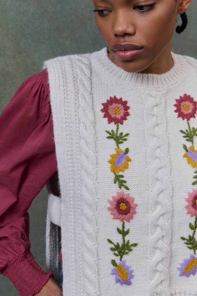 Adela Sweater Vest in cream by Louise Misha