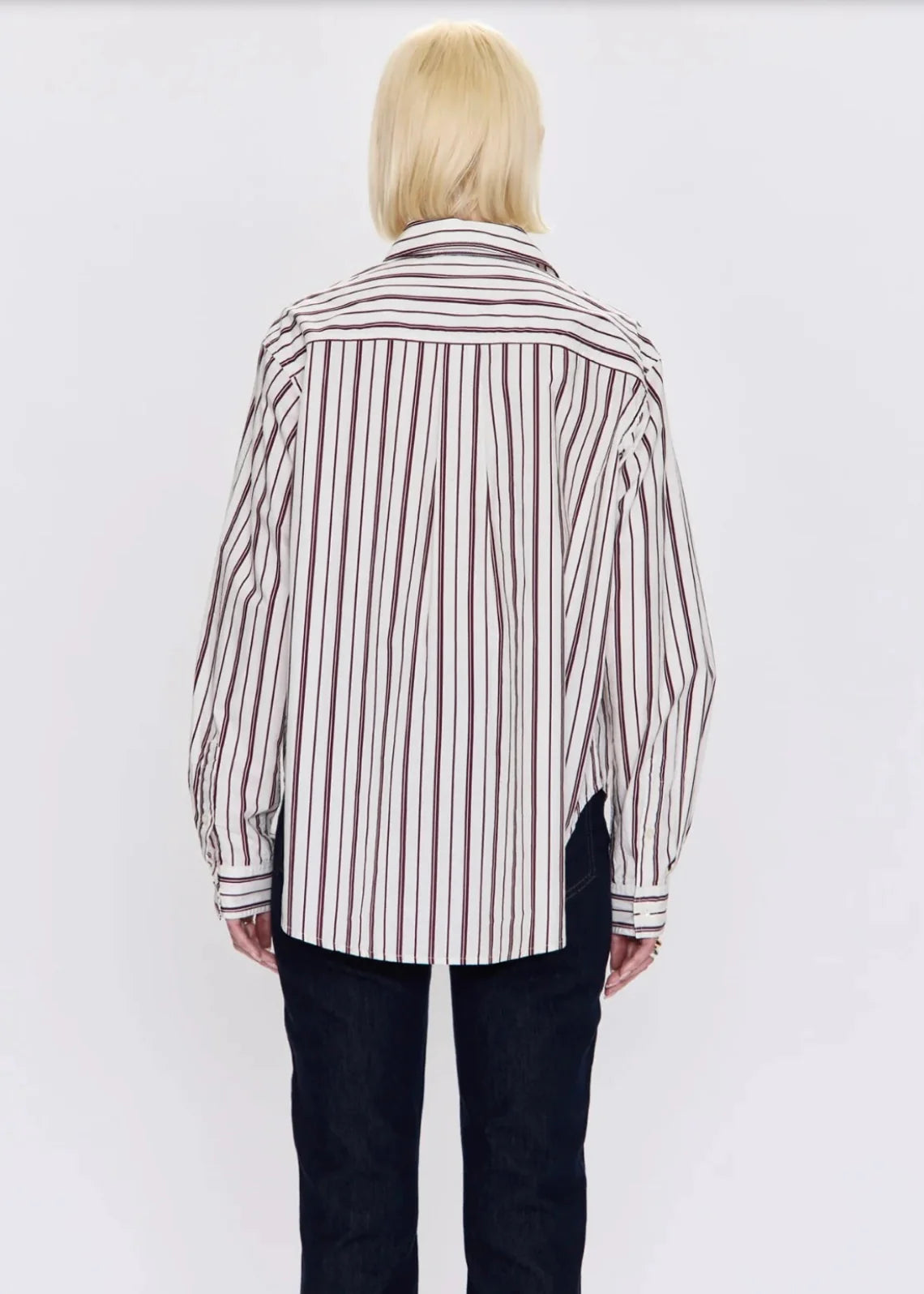 Finlay Oversized Button Down in Claret Stripe by Pistola