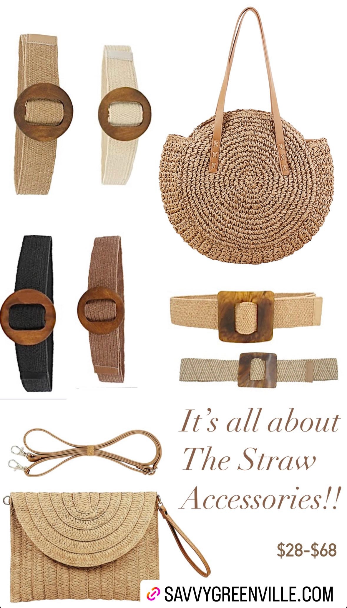 Straw Clutch with strap in natural