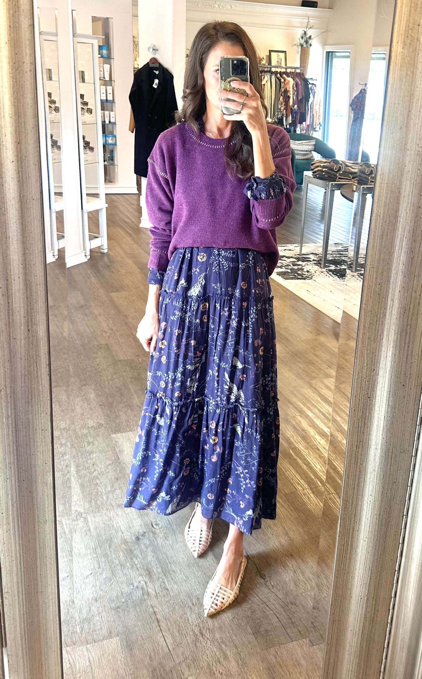 Millie Long Sleeve Sweater in dark heather orchid by Another Love