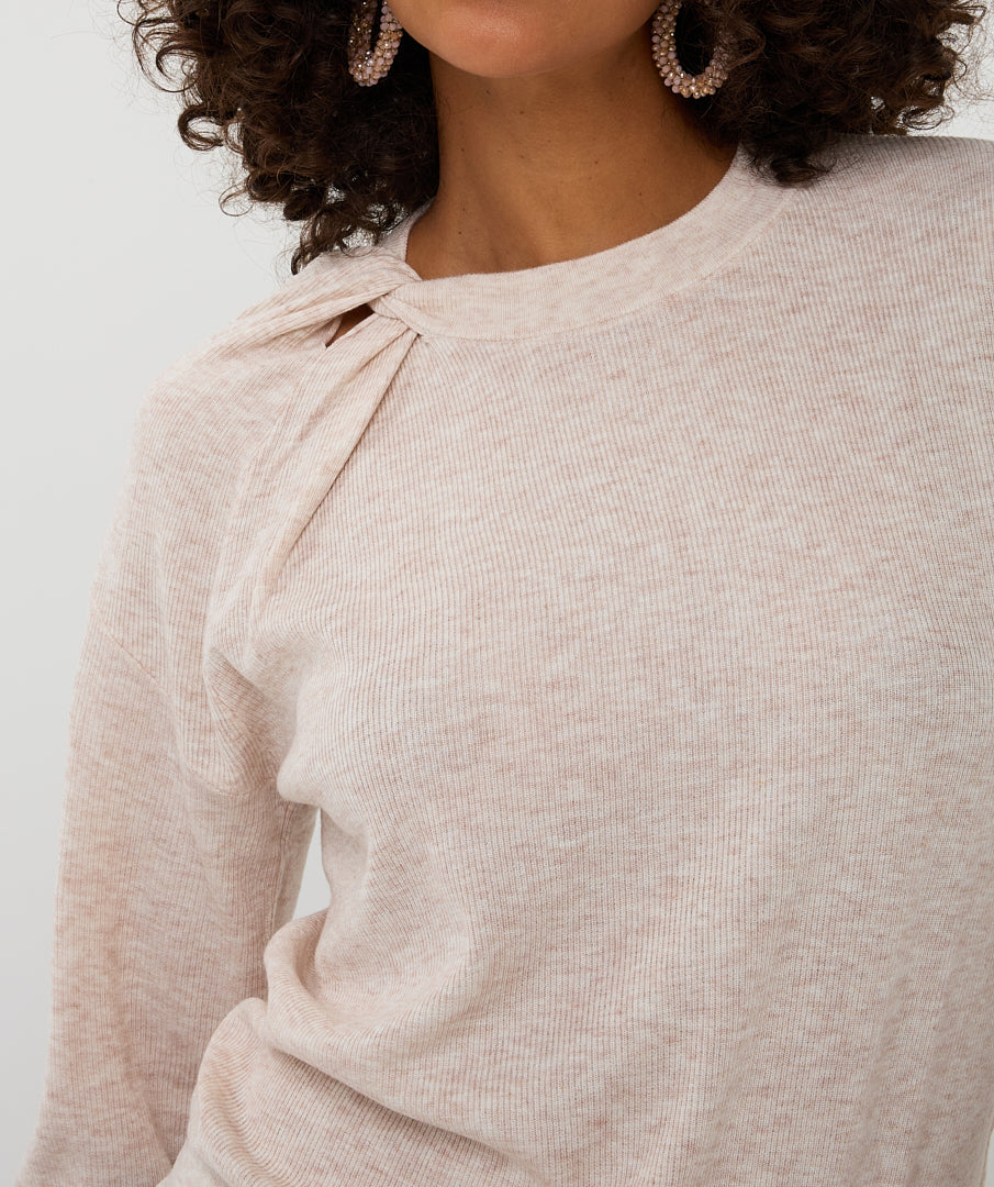 Long Sleeve Twisted Sweater in natural by Esqualo