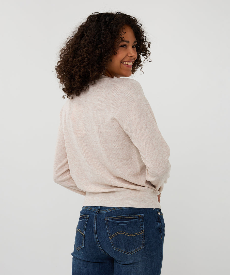 Long Sleeve Twisted Sweater in natural by Esqualo