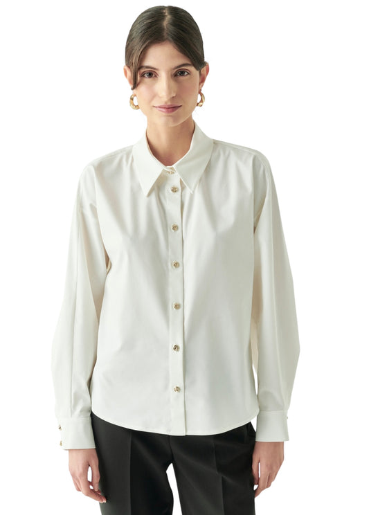 Kamari Button Up Blouse in bone by Exquise