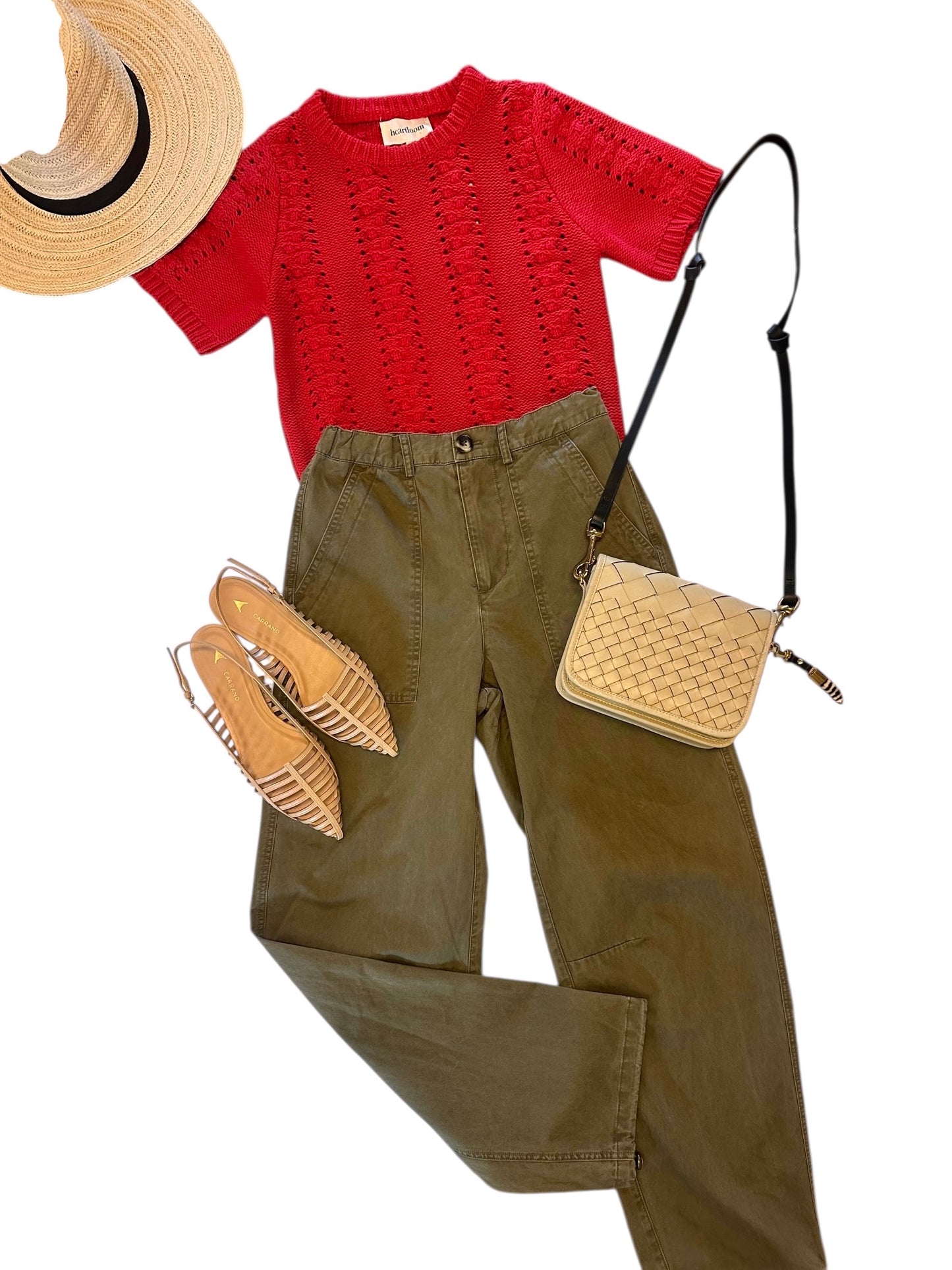 Kara Caged Slingback Flat in cru by Carrano