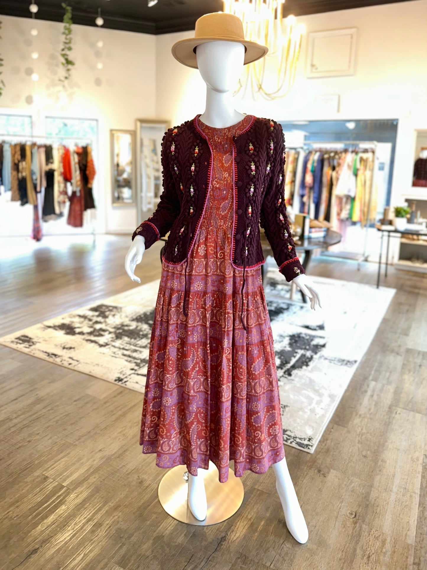 Adrienne Cardigan in burgundy multi by Allison