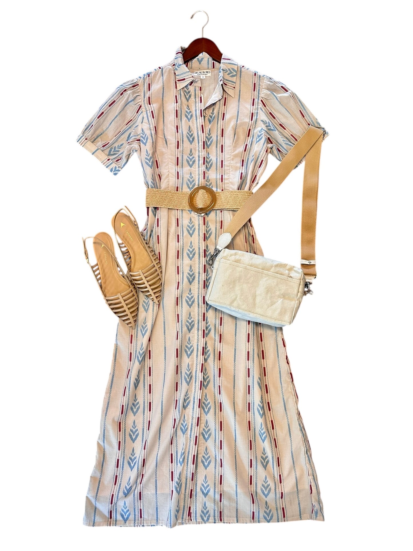 Kris Ikat Stripe Dress in ivory by Beau & Ro
