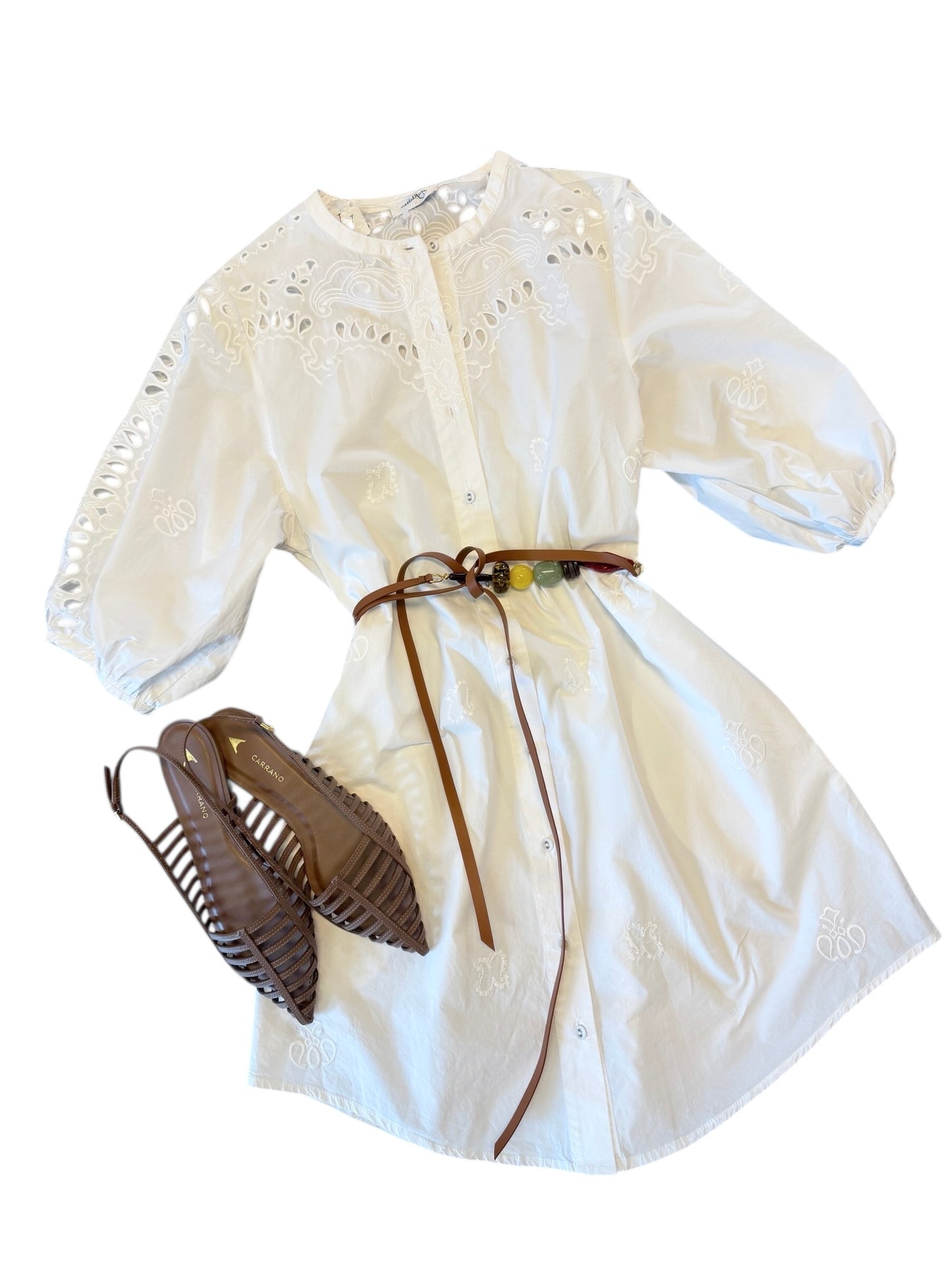Leather Wrap Belt with Stone Details in cuoio by Ottod'Ame