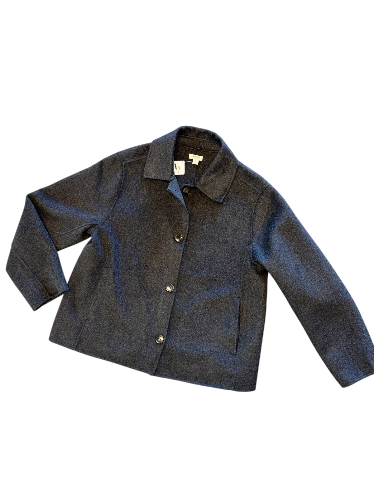 Clara Fur-Trimmed Melton Coat in black by Dylan