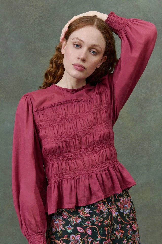 Haydee Smocked Top in grape by Louise Misha