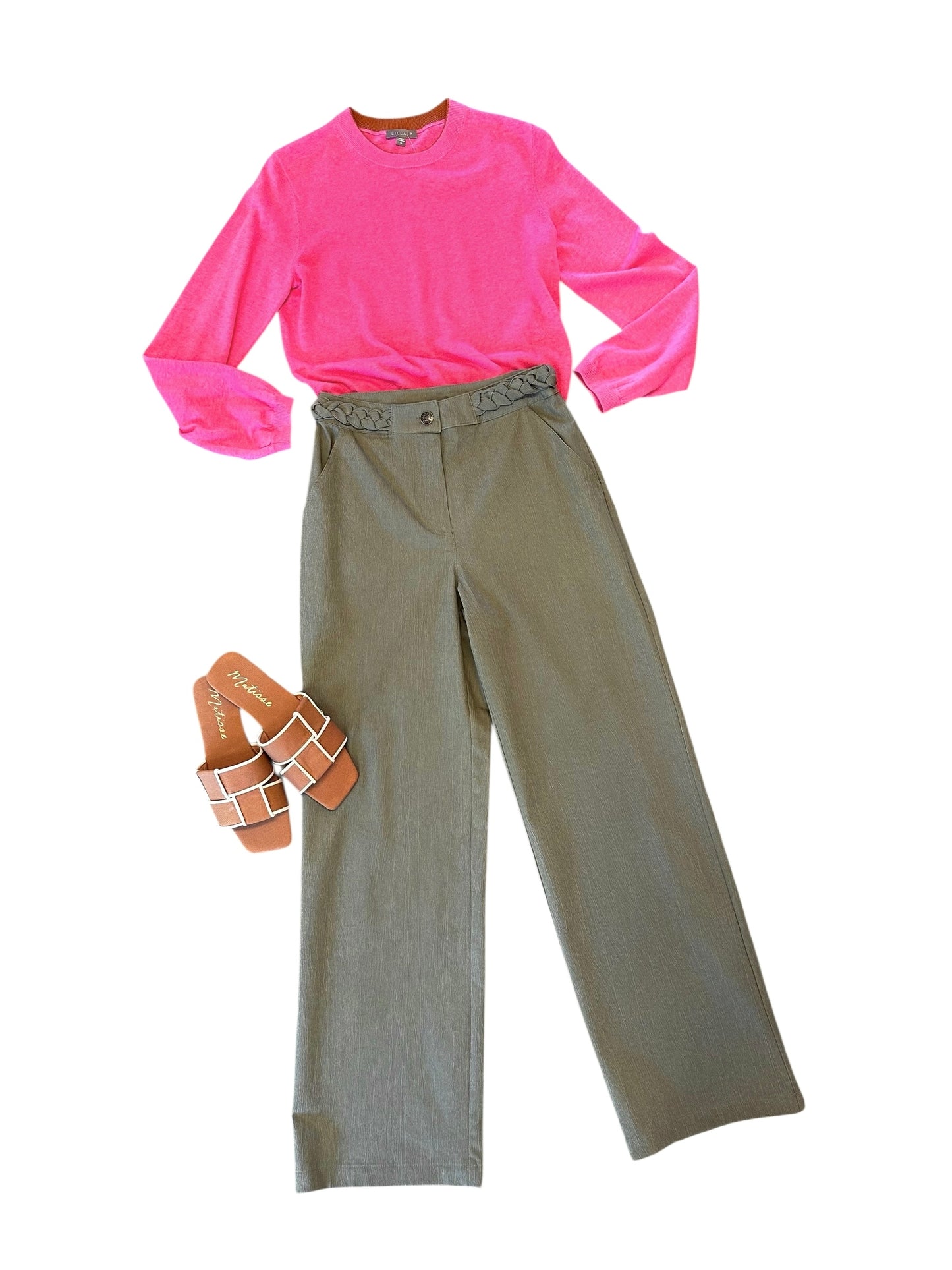 Shirred Sleeve Crewneck Sweater in calypso by Lilla P