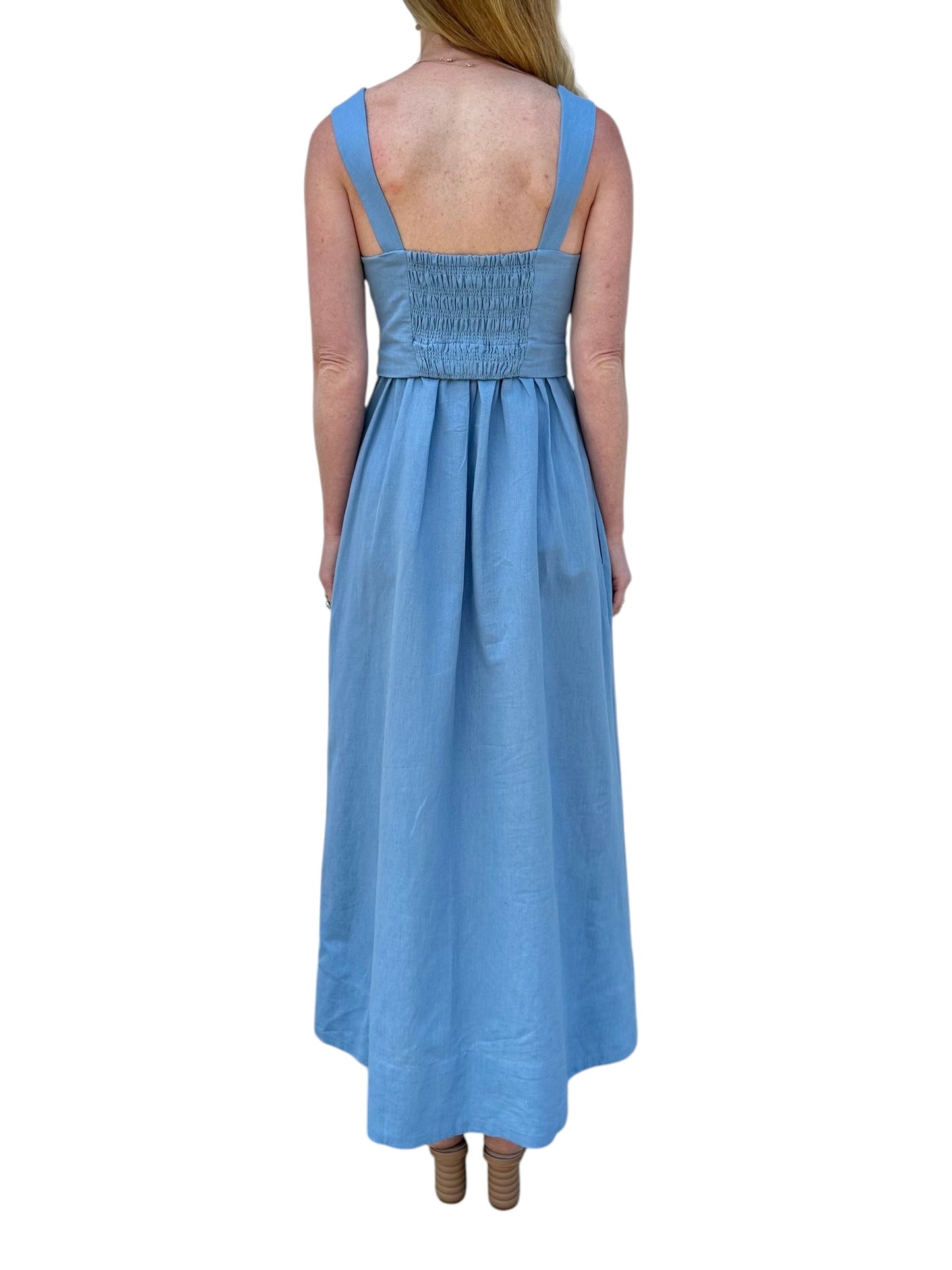 Esther Solid Ankle Dress in dusty blue by Cleobella