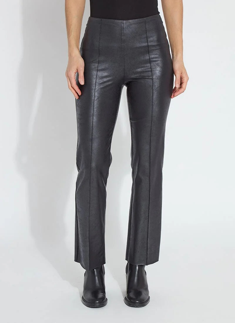Elysse Foiled Vegan Leather Pant in black by Lysse