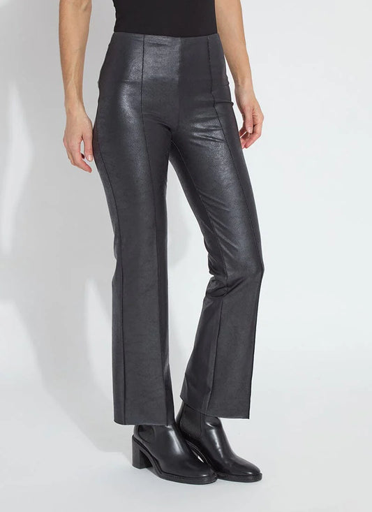 Elysse Foiled Vegan Leather Pant in black by Lysse