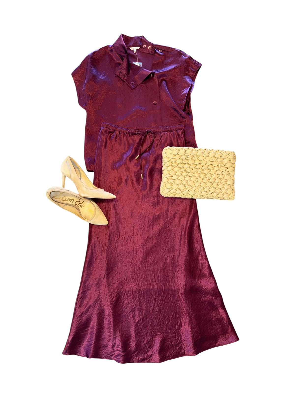 Wide Button Blouse in merlot by Esqualo