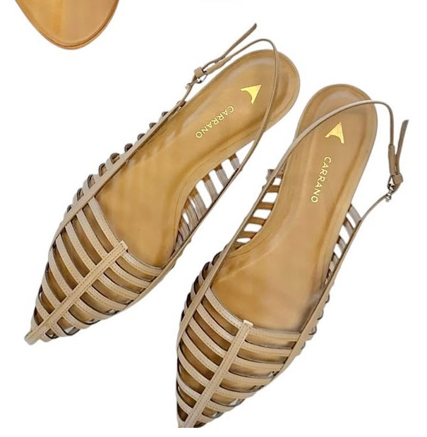 Kara Caged Slingback Flat in cru by Carrano