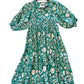 Floral Block Print Midi Dress in turquoise meera by Molly Bracken