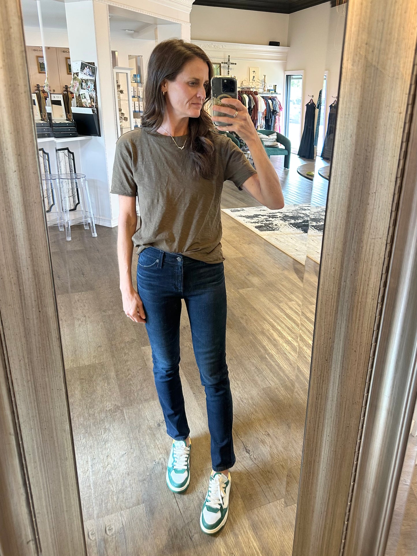 Short Sleeve Waffle Crew Neck Tee in fern by Mododoc