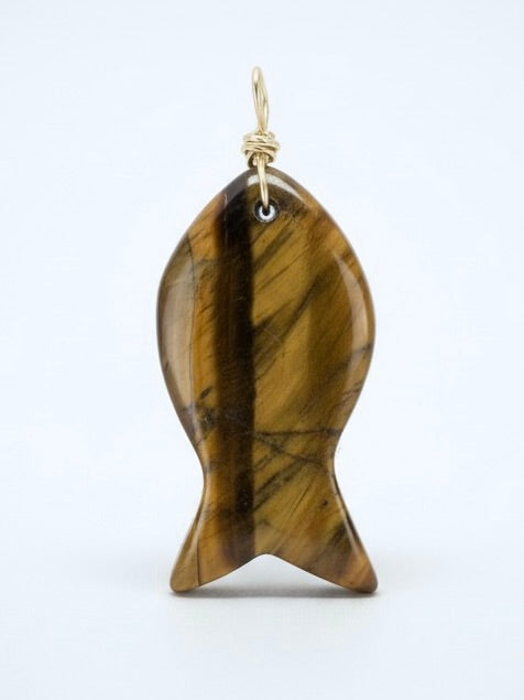 Charm Bar-Large Gemstone Fish Charm in brown by Farrah B