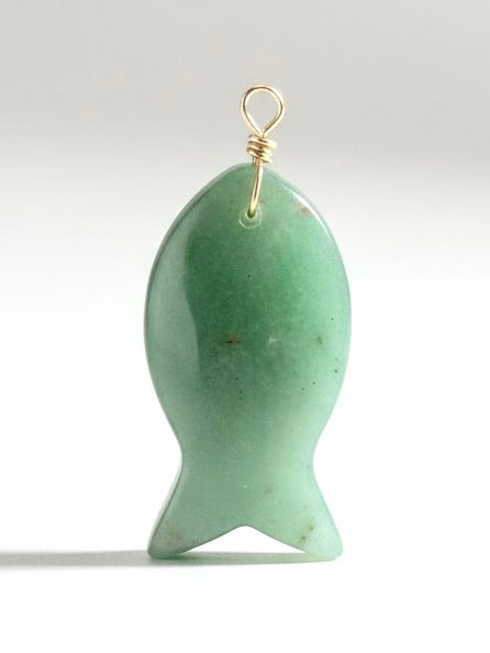 Charm Bar-Large Gemstone Fish Charm in green by Farrah B