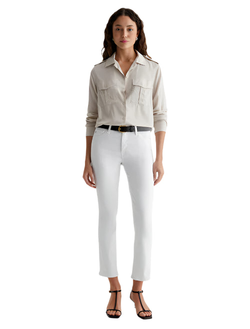 Mari High Rise Slim Straight Crop in gallery white by AG