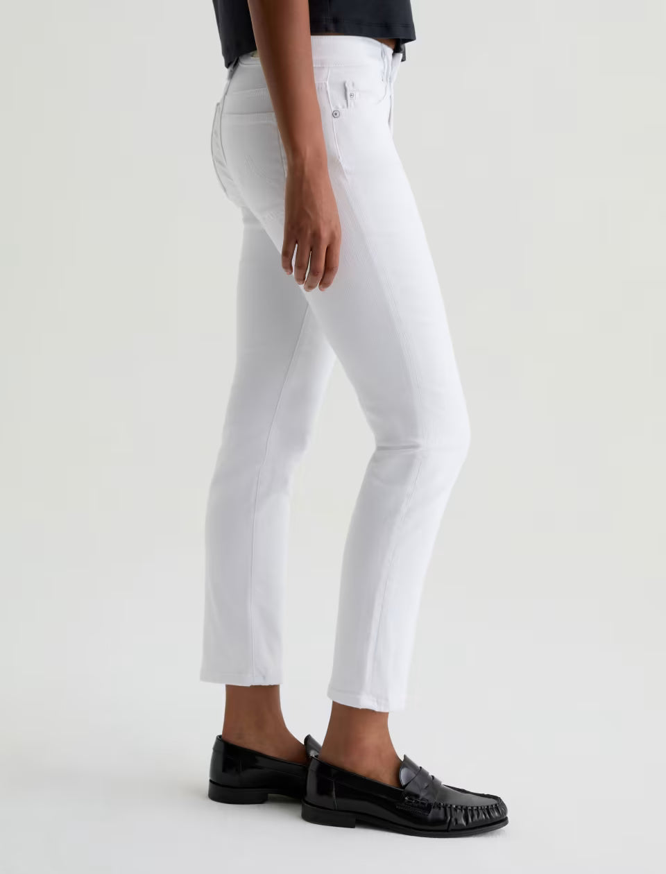 Mari High Rise Slim Straight Crop in gallery white by AG