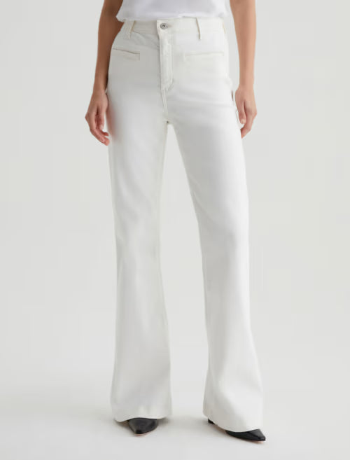 Desi High Rise Flare Jean in powder by AG