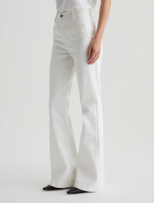 Desi High Rise Flare Jean in powder by AG