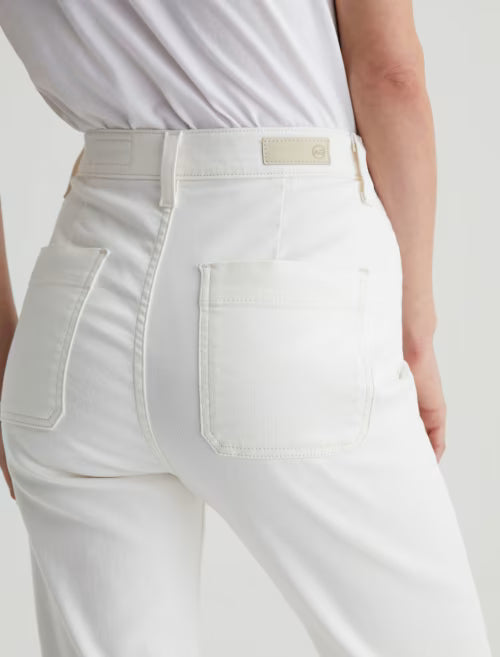 Desi High Rise Flare Jean in powder by AG