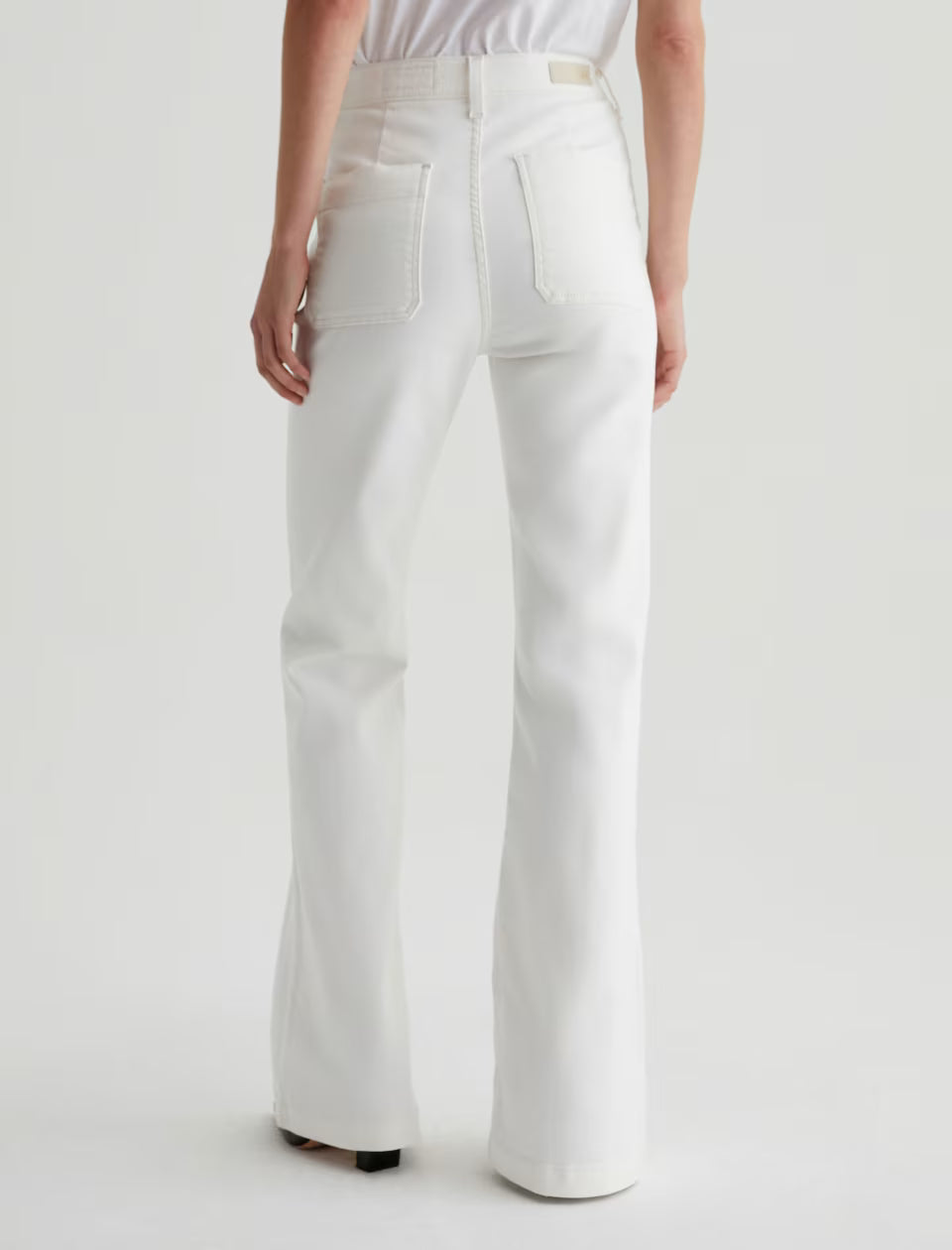 Desi High Rise Flare Jean in powder by AG