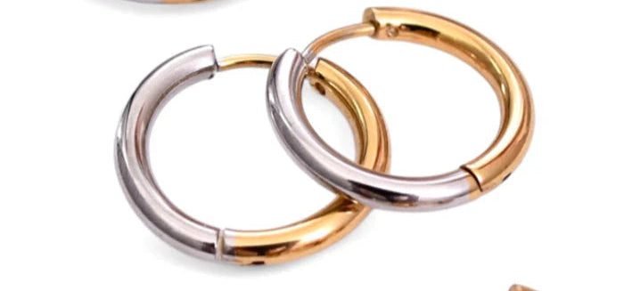 Medium Mood Swing Huggies in mixed metals by Farrah B