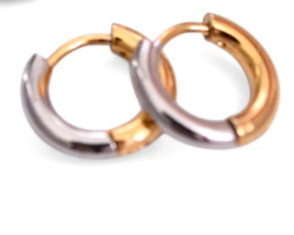Small Mood Swing Huggies in mixed metals by Farrah B