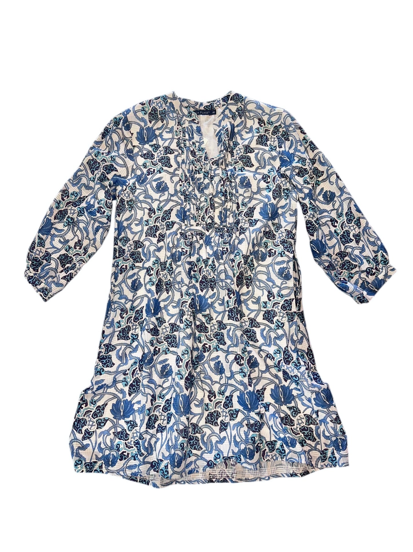 Vineyard Dress Vine Chinois in white/blues by La Plage