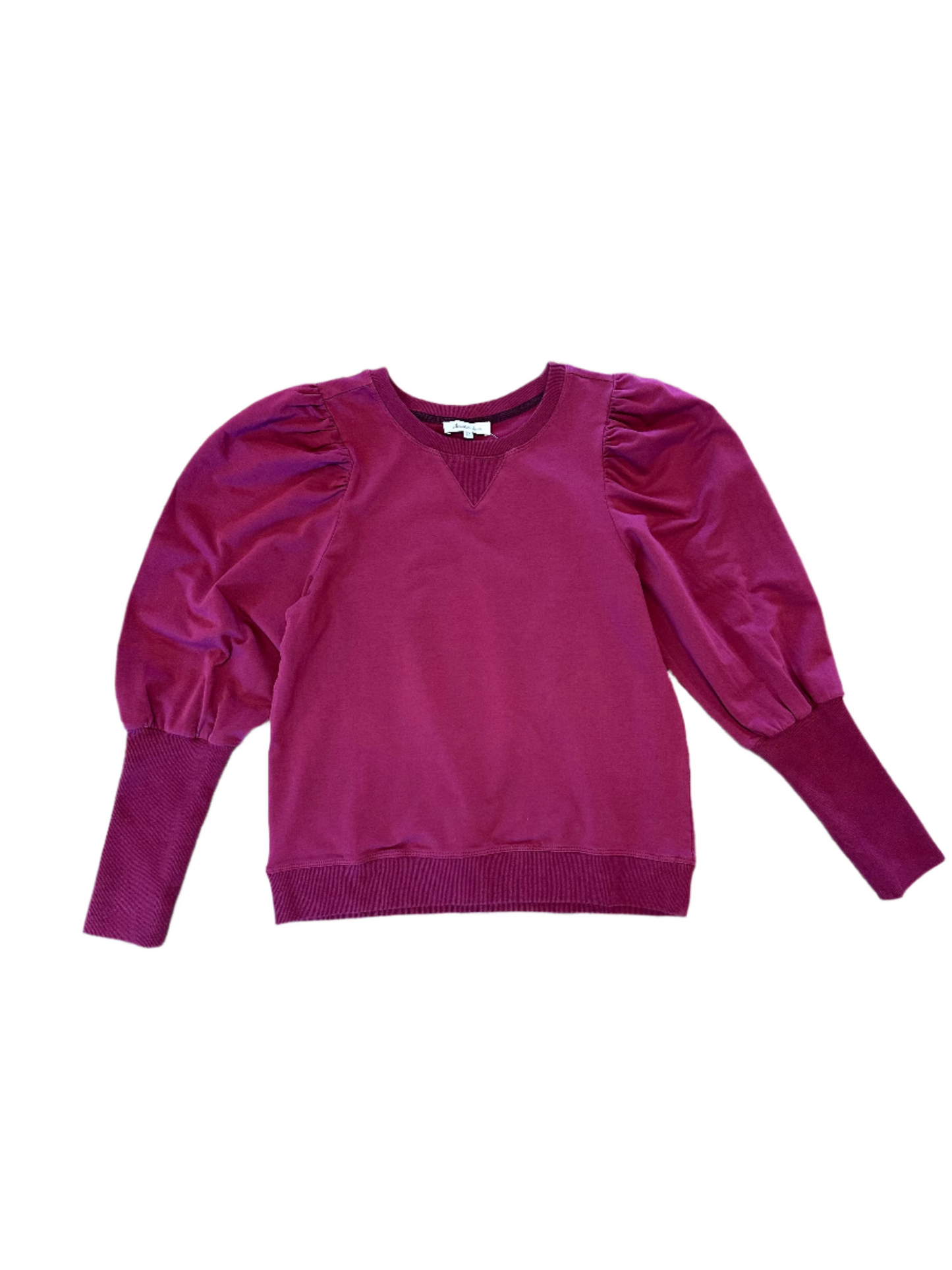 Tara Puff Sleeve Sweatshirt in bordeaux by Another Love
