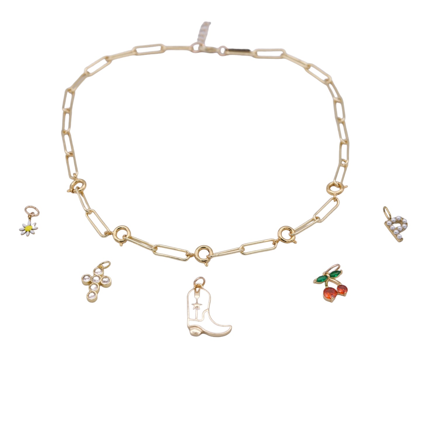 Charm Bar- Off the Hook Clasp Necklace in gold by Farrah B