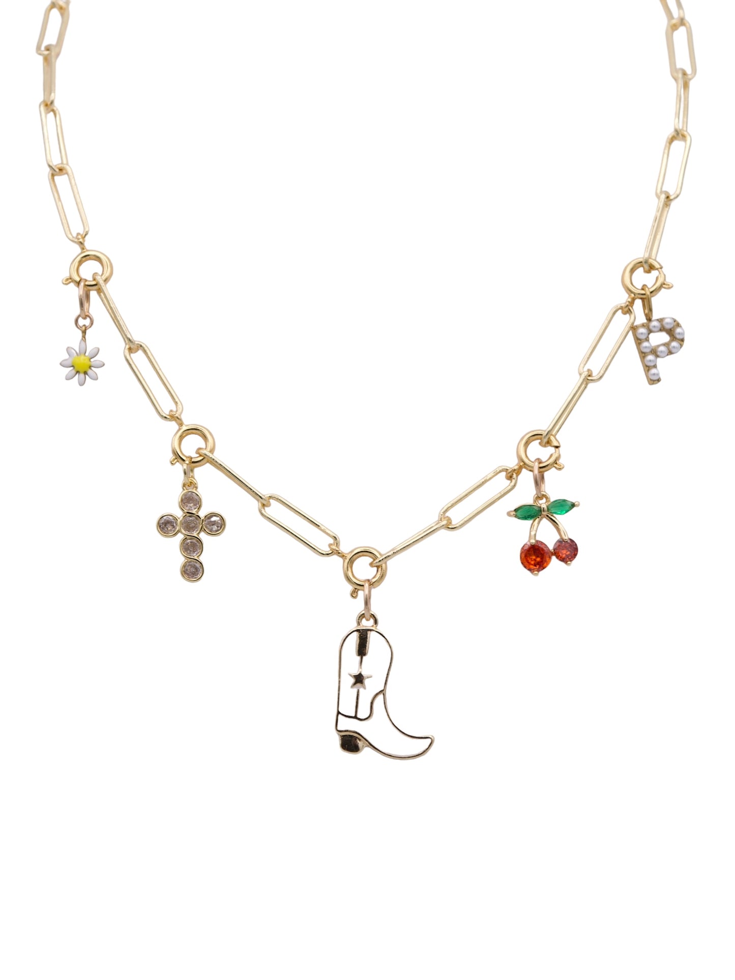 Charm Bar- Off the Hook Clasp Necklace in gold by Farrah B