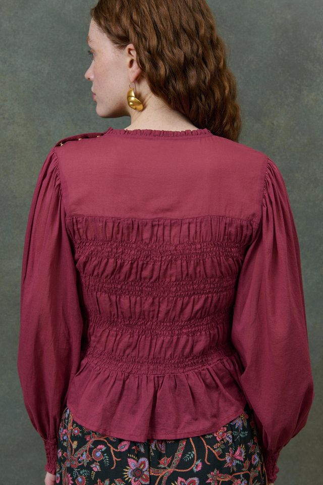 Haydee Smocked Top in grape by Louise Misha