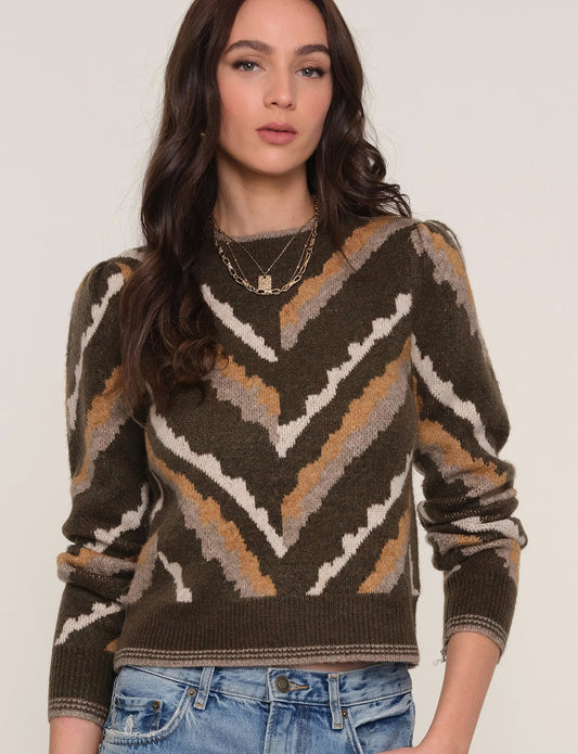 Paloma Printed Sweater in olive by Heartloom